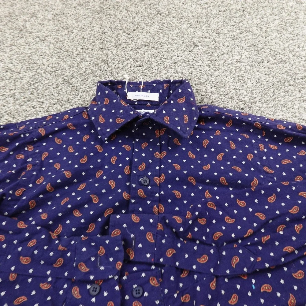 NEW VTG Brooks Brothers Shirt Boys M Blue Paisley Button Up Long Sleeve USA Kids